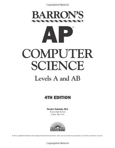 Barron’s AP Computer Science, Levels A And AB 4th Edition By Roselyn ...